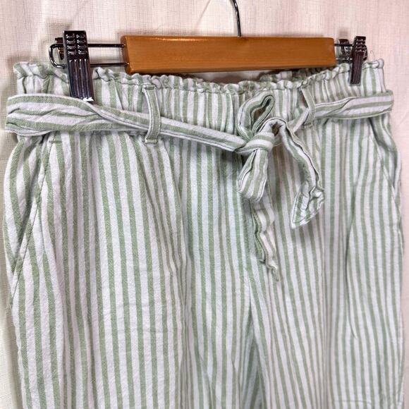 LOFT Wide Leg Linen Pants Women's M Petite Stripes Coastal Summer Beach Casual - Picture 2 of 10